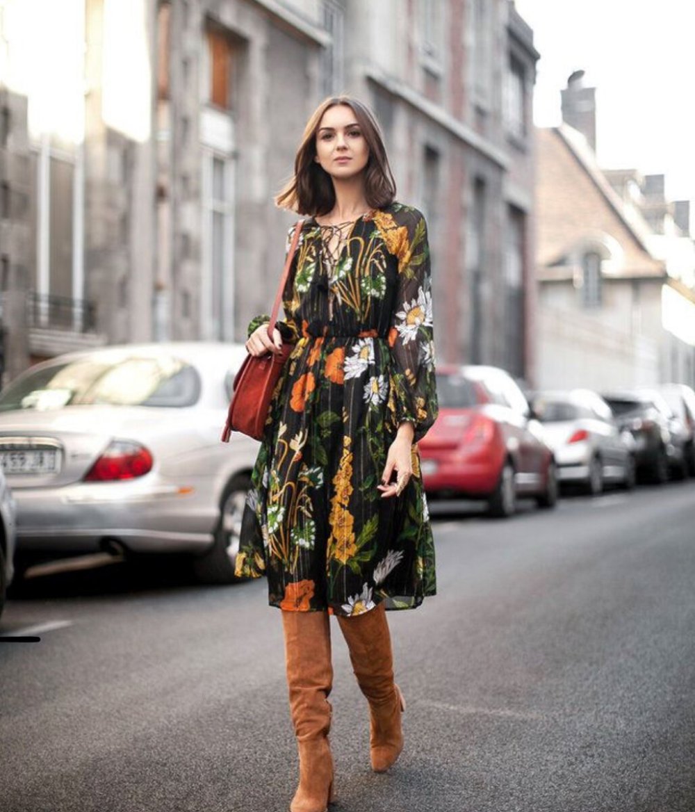 Шифоновое платье со свитером