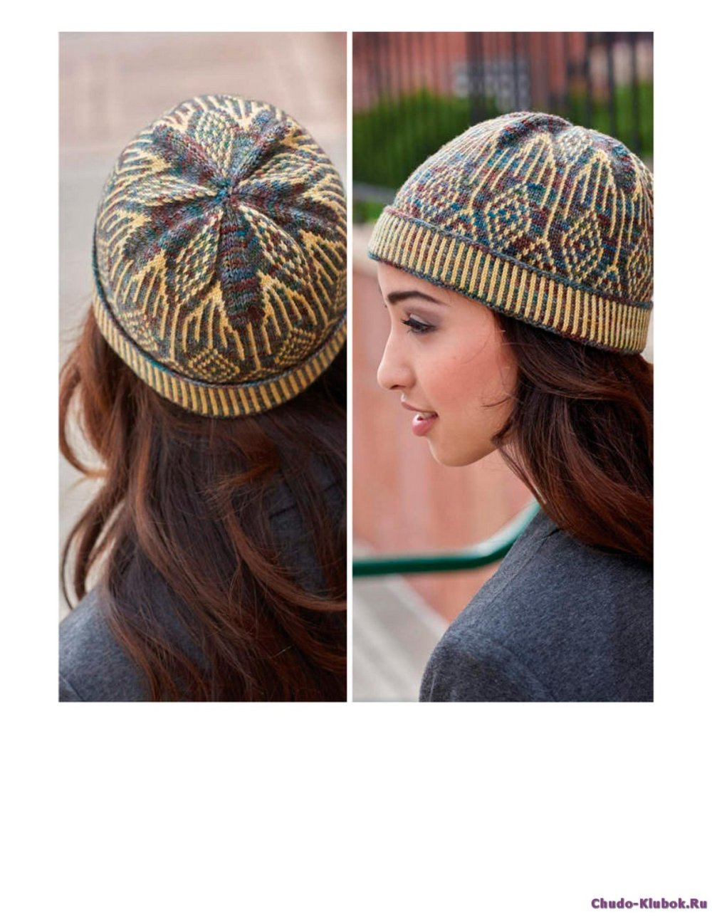 Жаккард крючком шапочка женская