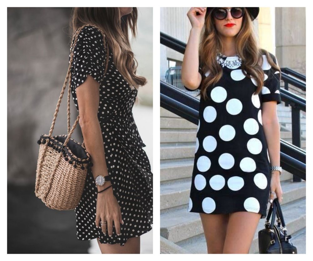 Платье в горох черное