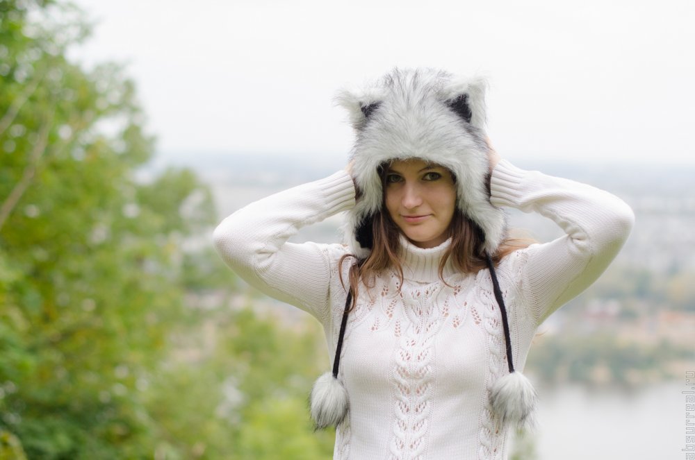 Шапка с ушками женская