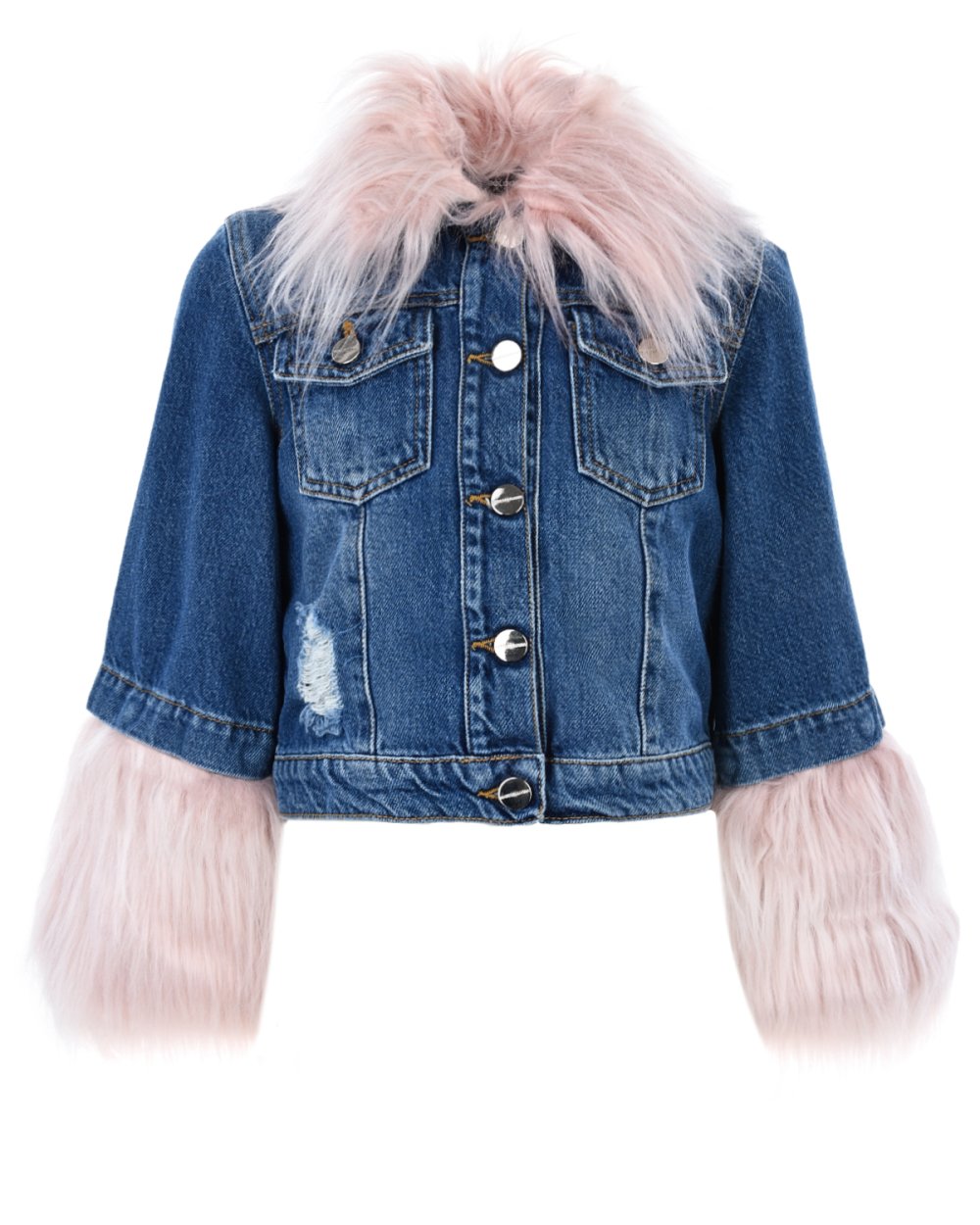 Джинсовый пиджак с мехом женский