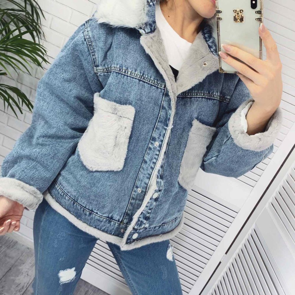 Джинсовая куртка с мехом женская