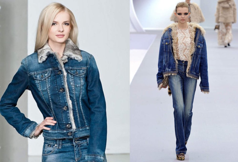 Джинсовая куртка с мехом