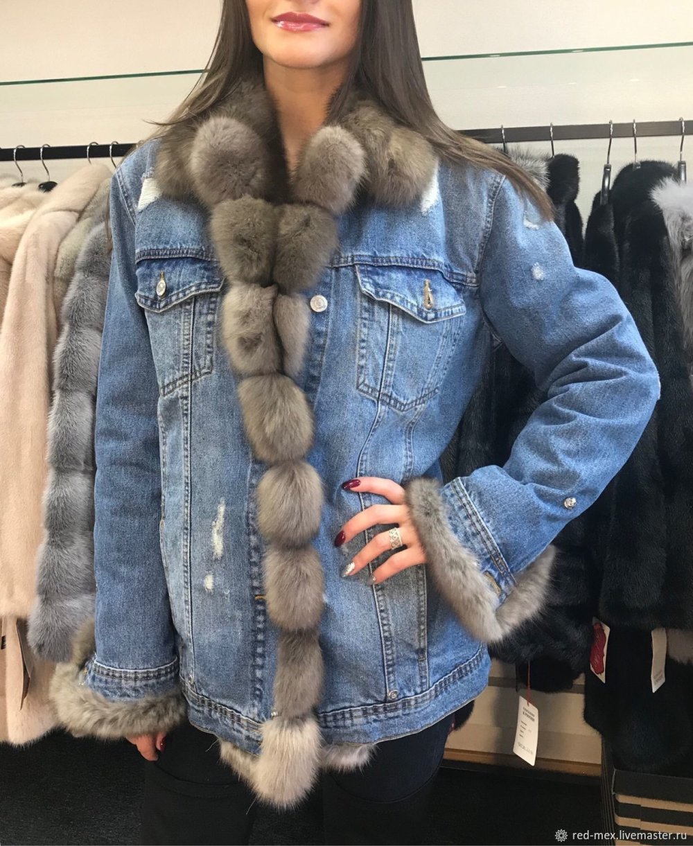 Джинсовая куртка с мехом женская