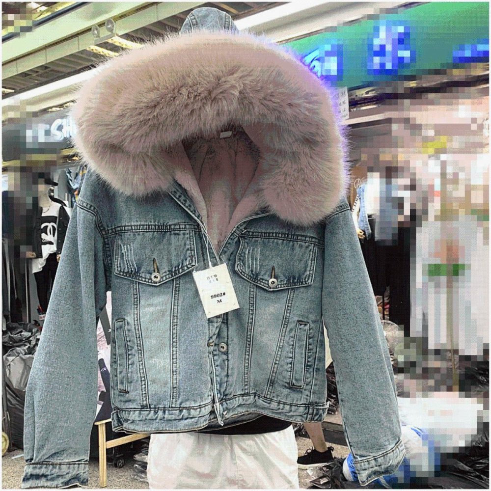 Джинсовая куртка с мехом