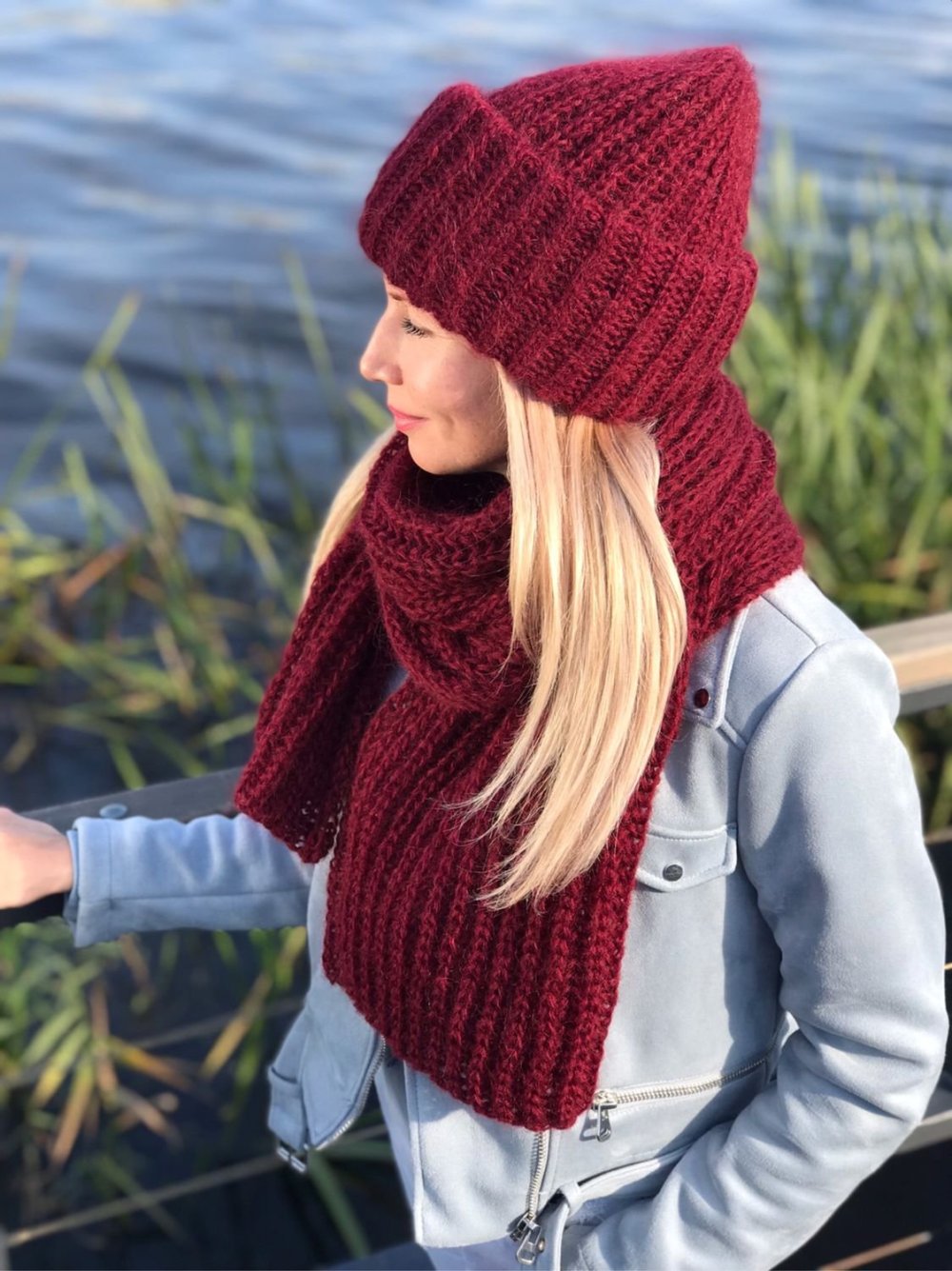 Шапка вязаная из велюра