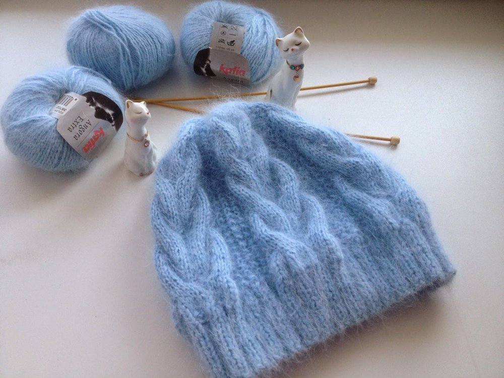 Шапка пряжа травка