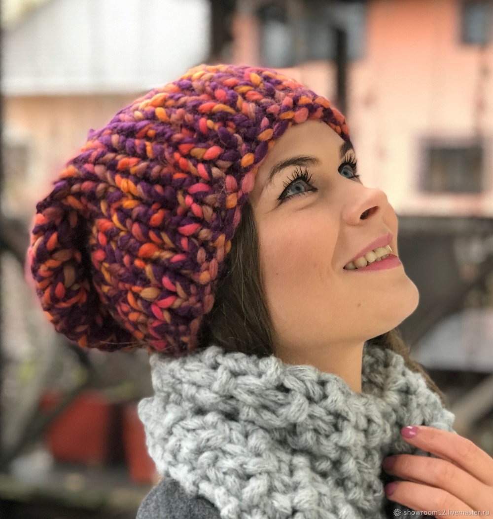 Шапки вязаные крючком для женщин зима модные