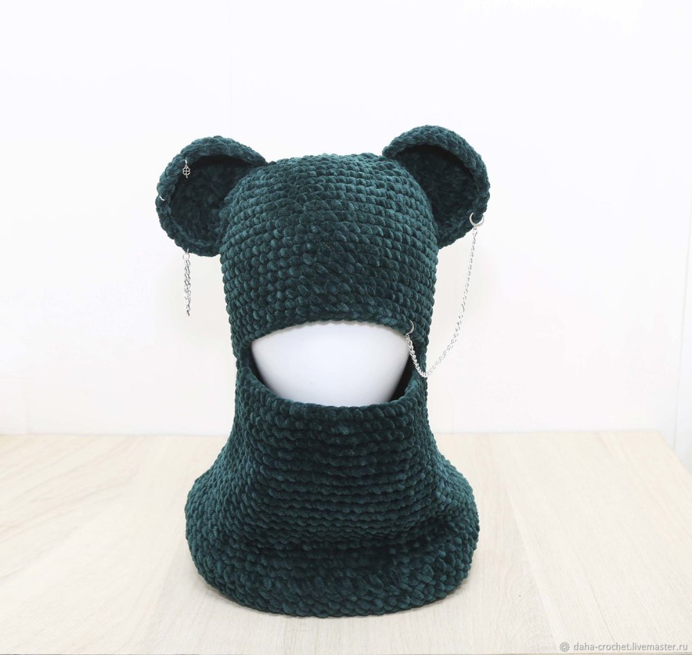 Балаклава с ушками вязаная