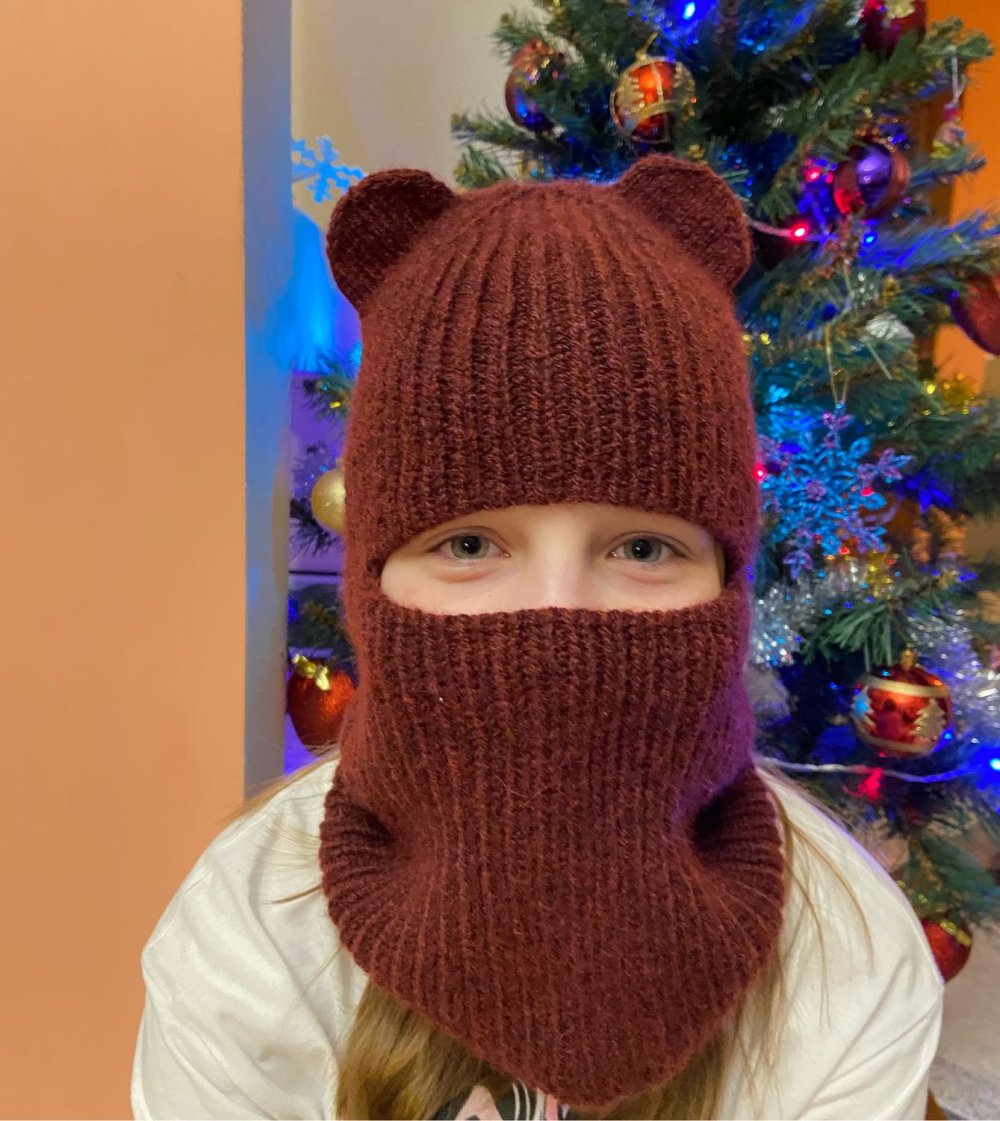 Балаклава с ушками вязаная