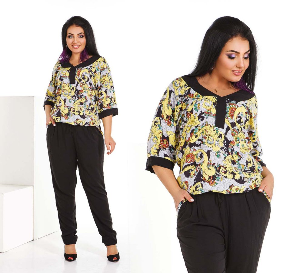 Брючный костюм из штапеля