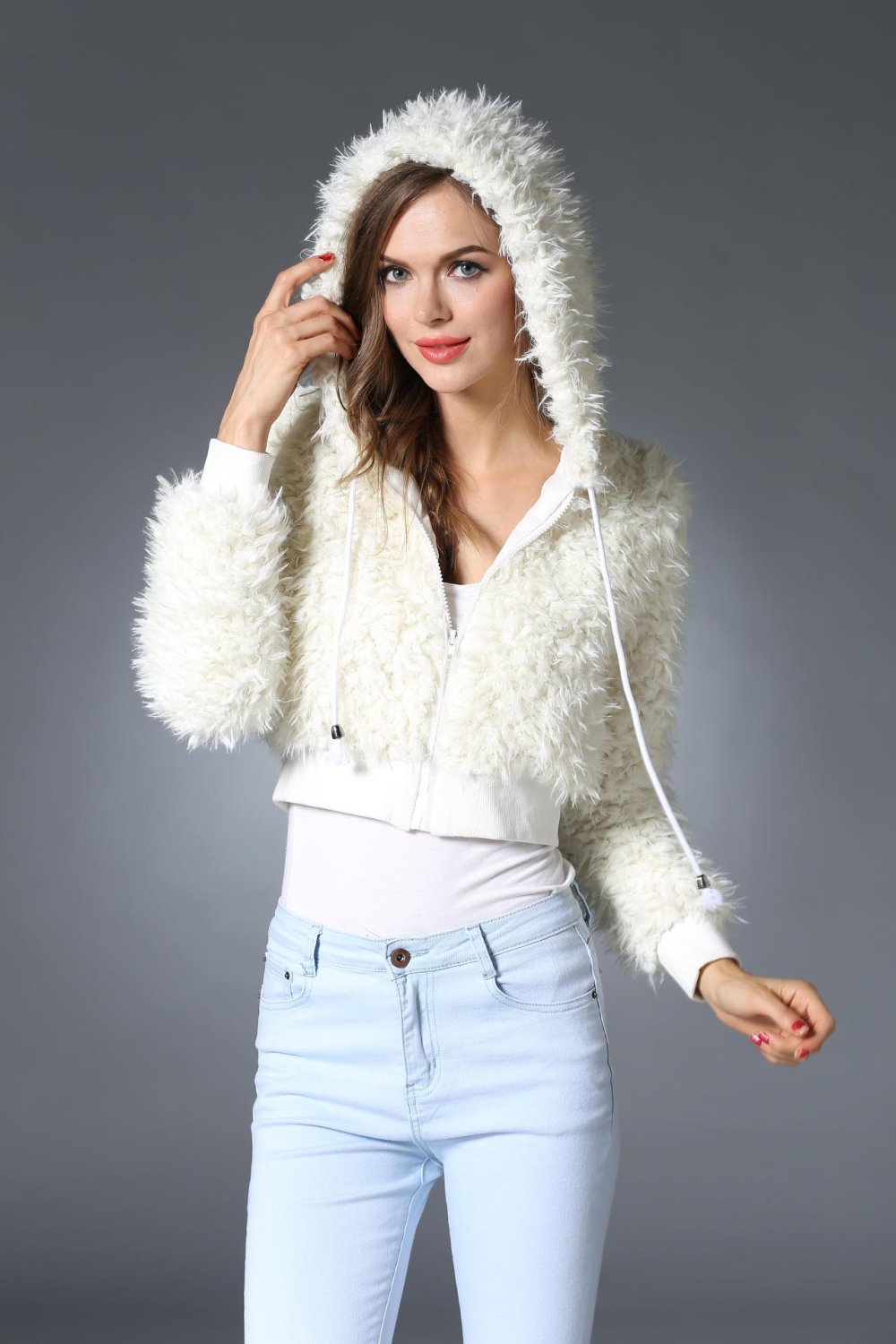Куртка с мехом барашка женская