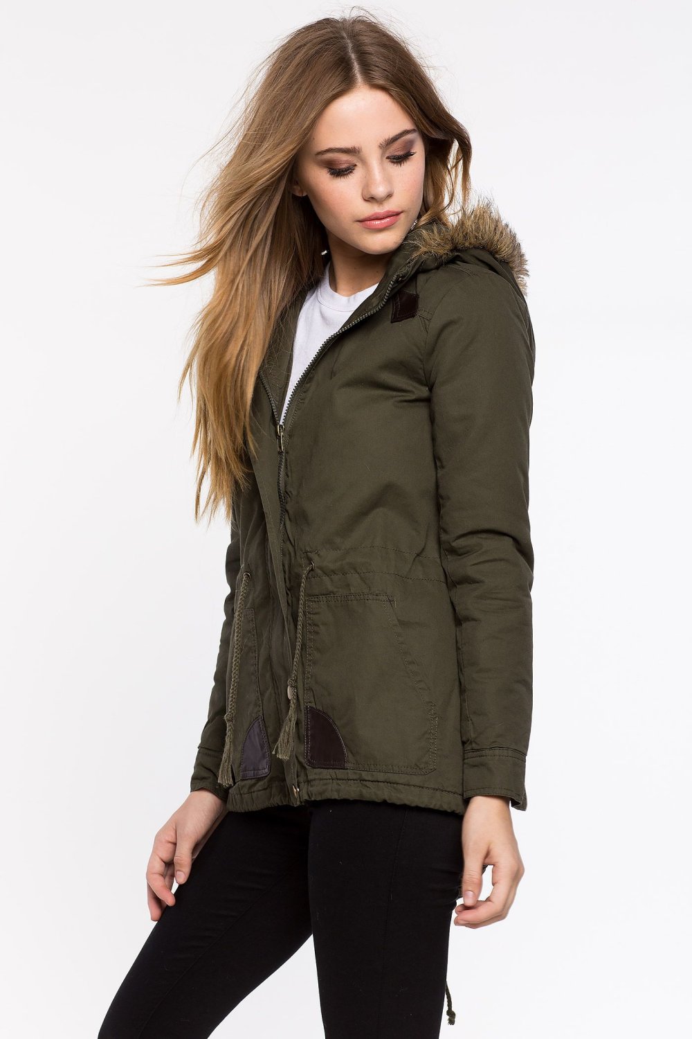 Куртка утепленная асимметрия высокий воротник горчичная