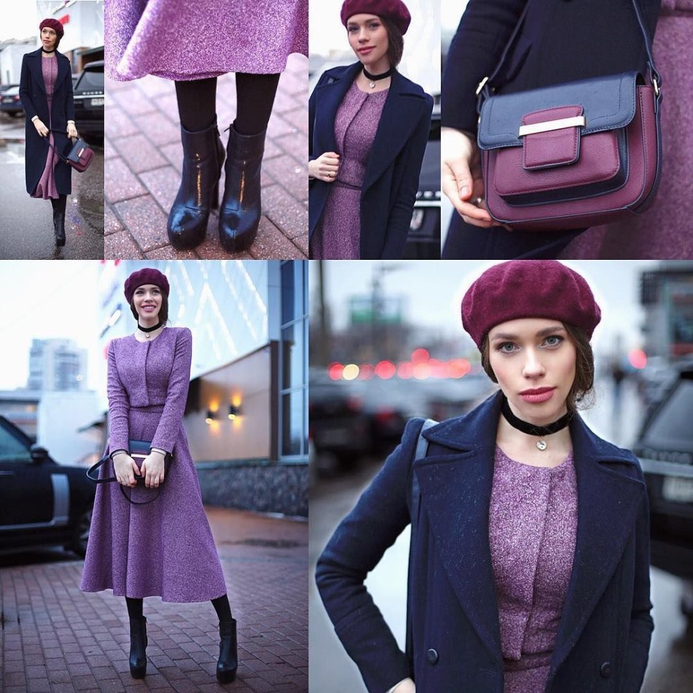 Берет к бордовому пальто