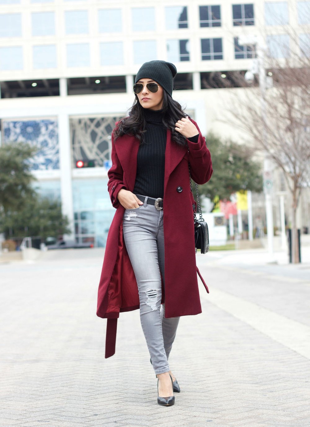 Пальто New look бургунди