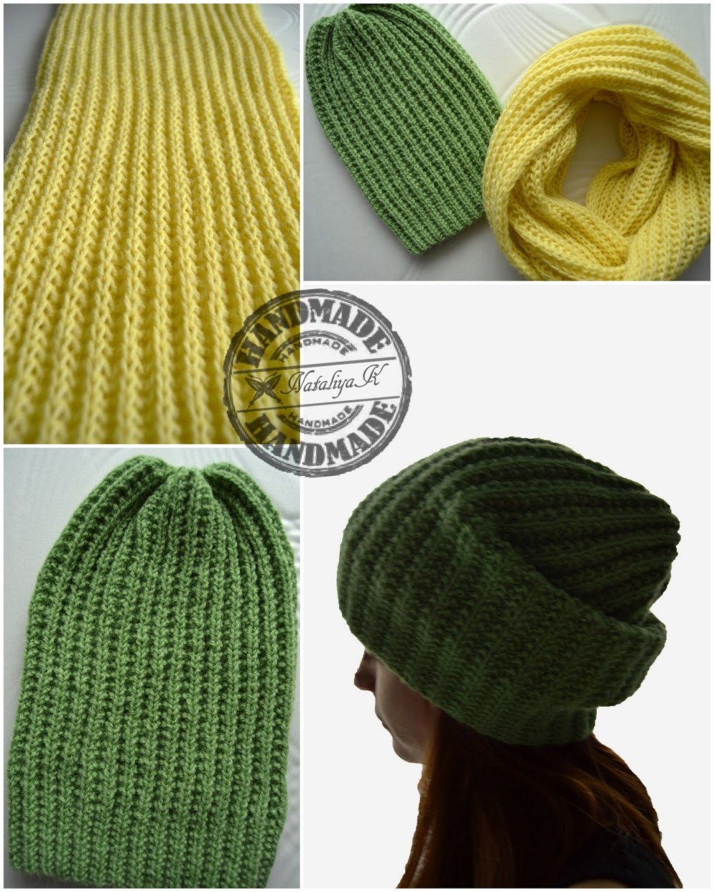 Шапка полупатентным узором