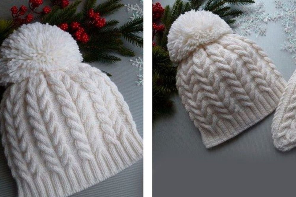 Узоры спицами для шапок