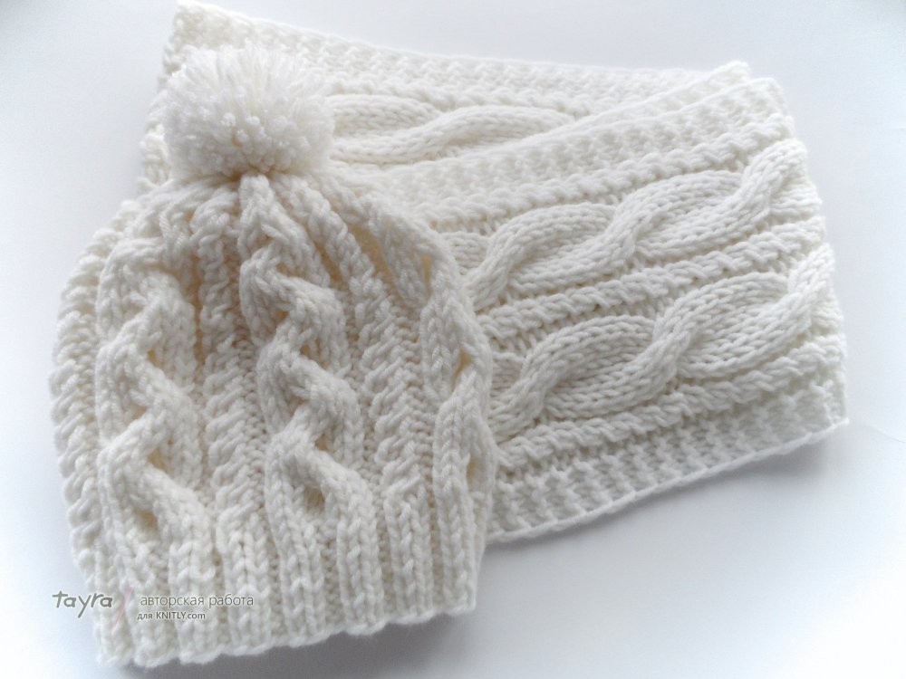 Снуд спицами для девочки с косами
