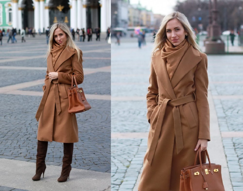 Аксессуары к бежевому пальто