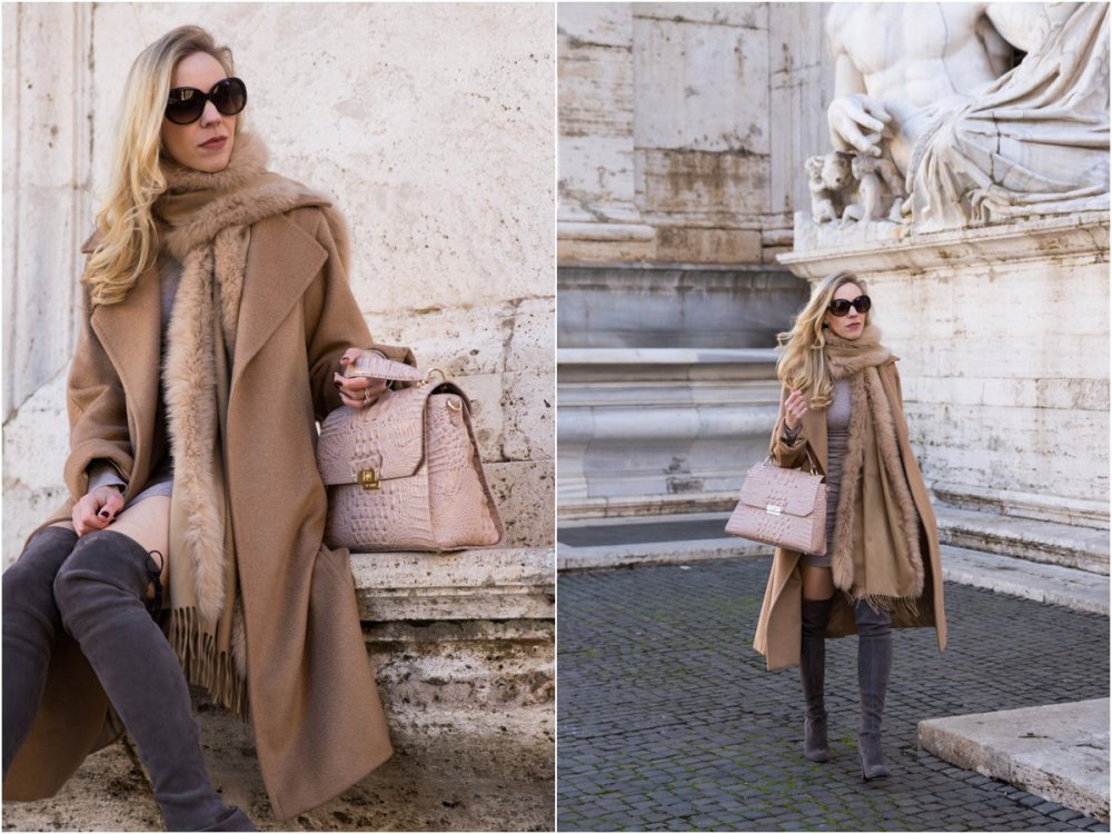 Шарф к пальто цвета кэмел