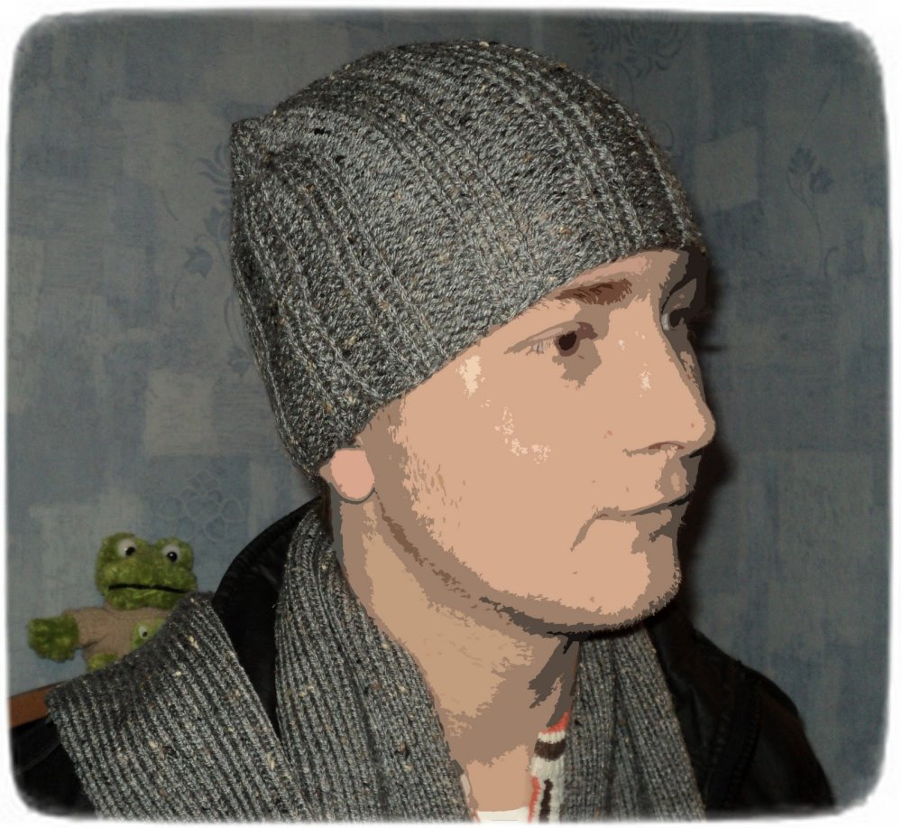 Шапка бини мужская с отворотом