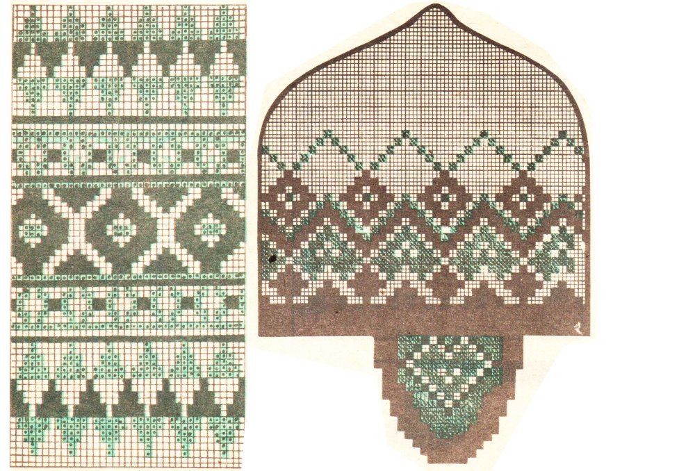 Мужская шапка с ушками жаккардовым узором