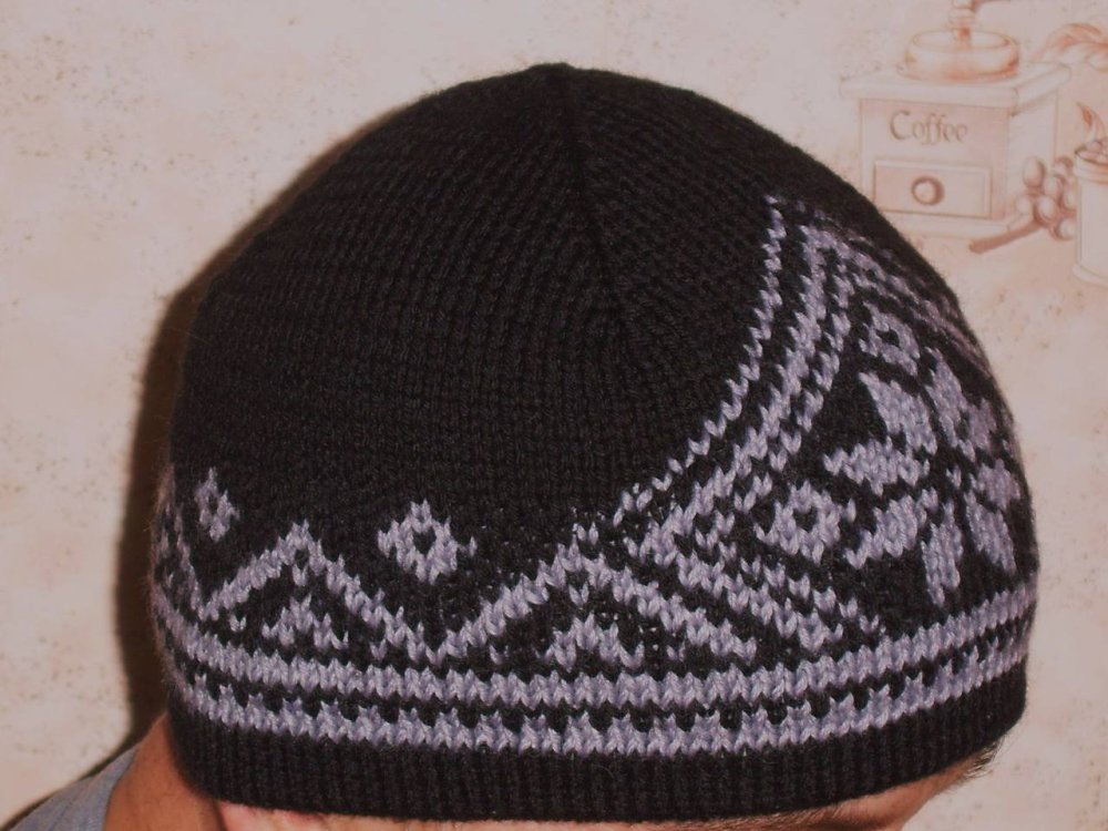 Машинное вязание шапки жаккардом