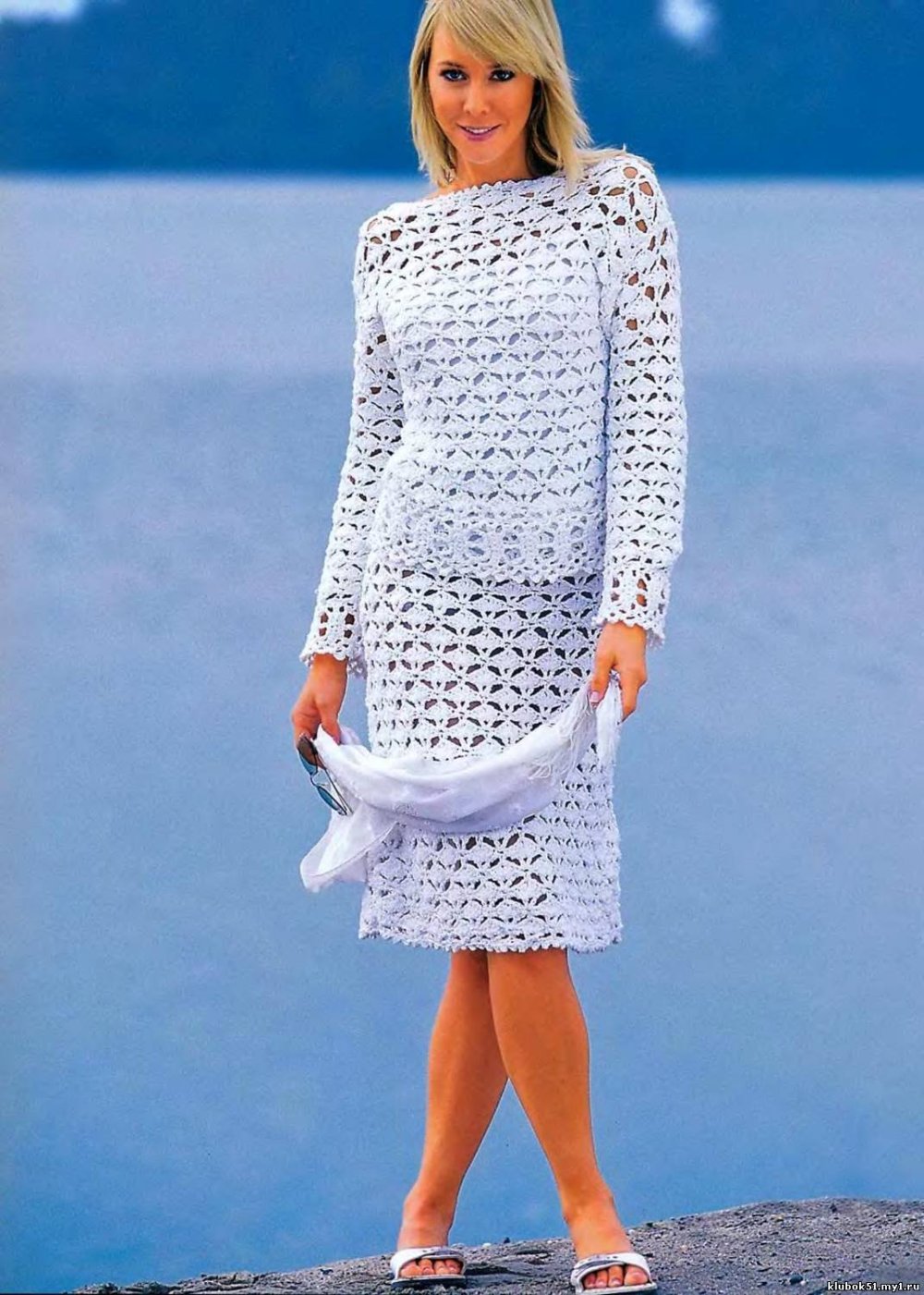 Вязаный летний костюм женский