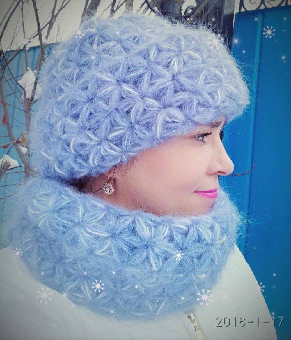 Шапка узором звездочки