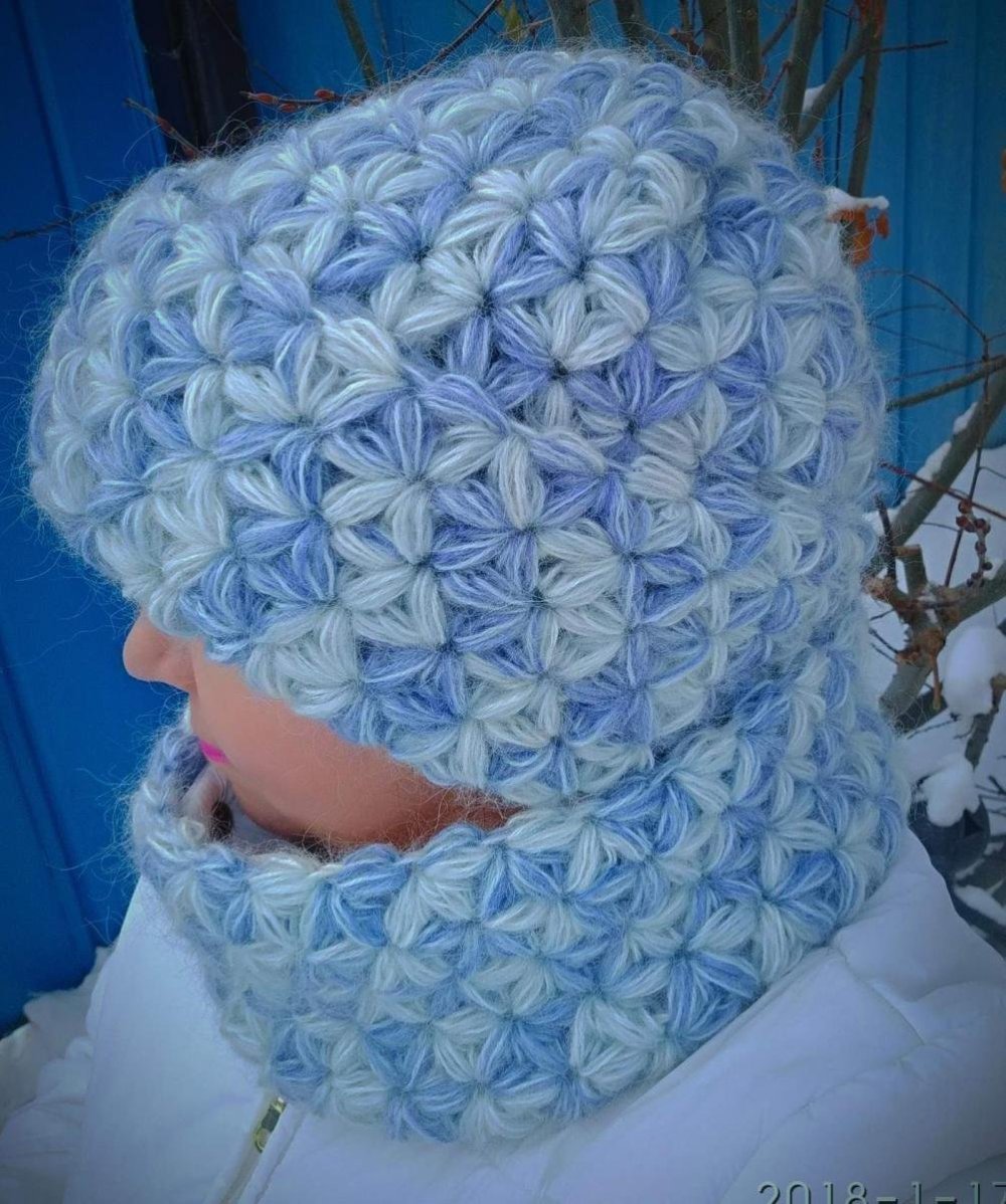 Шапка узором звездочки