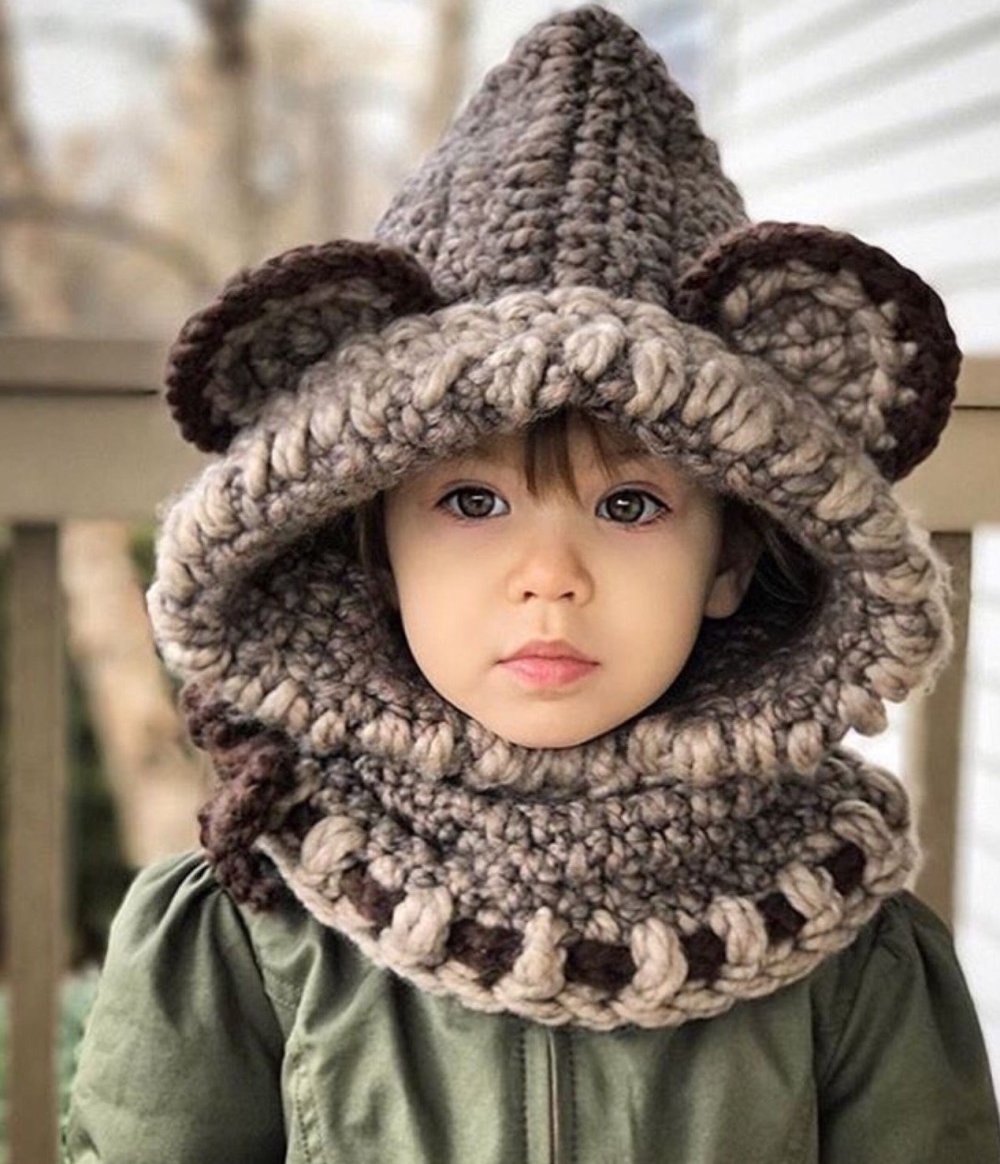 Шапка-капюшон спицами для детей