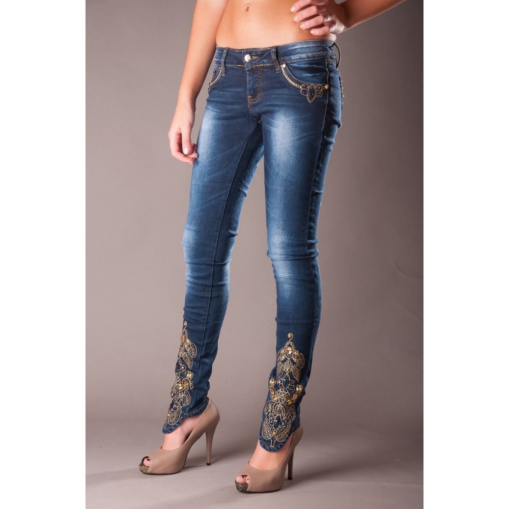 Джинсы с гипюром