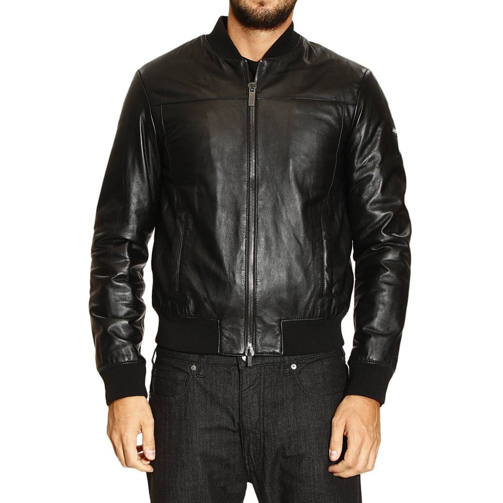Кожаная куртка Армани джинс мужская