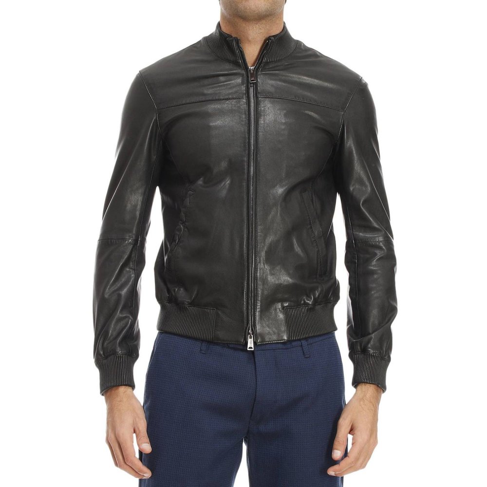 Кожаная куртка Армани джинс мужская