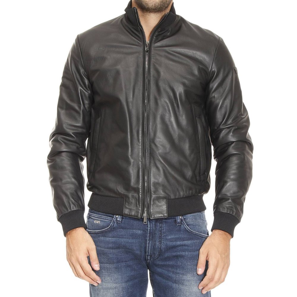 Купить куртку Армани джинс кожаную мужскую