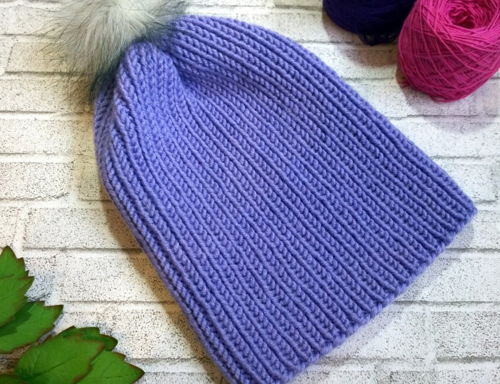 Шапка бини резинкой 1х1