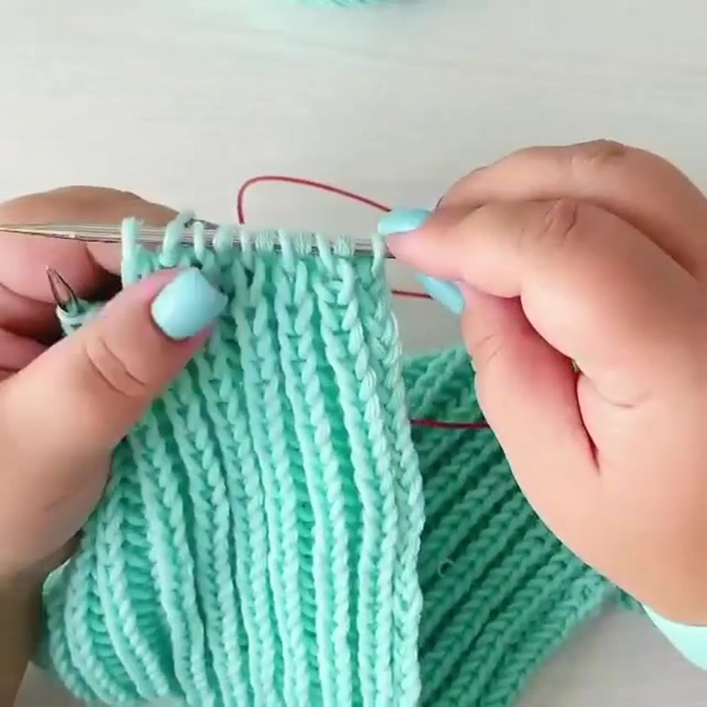 Резинка спицами для шапки по кругу