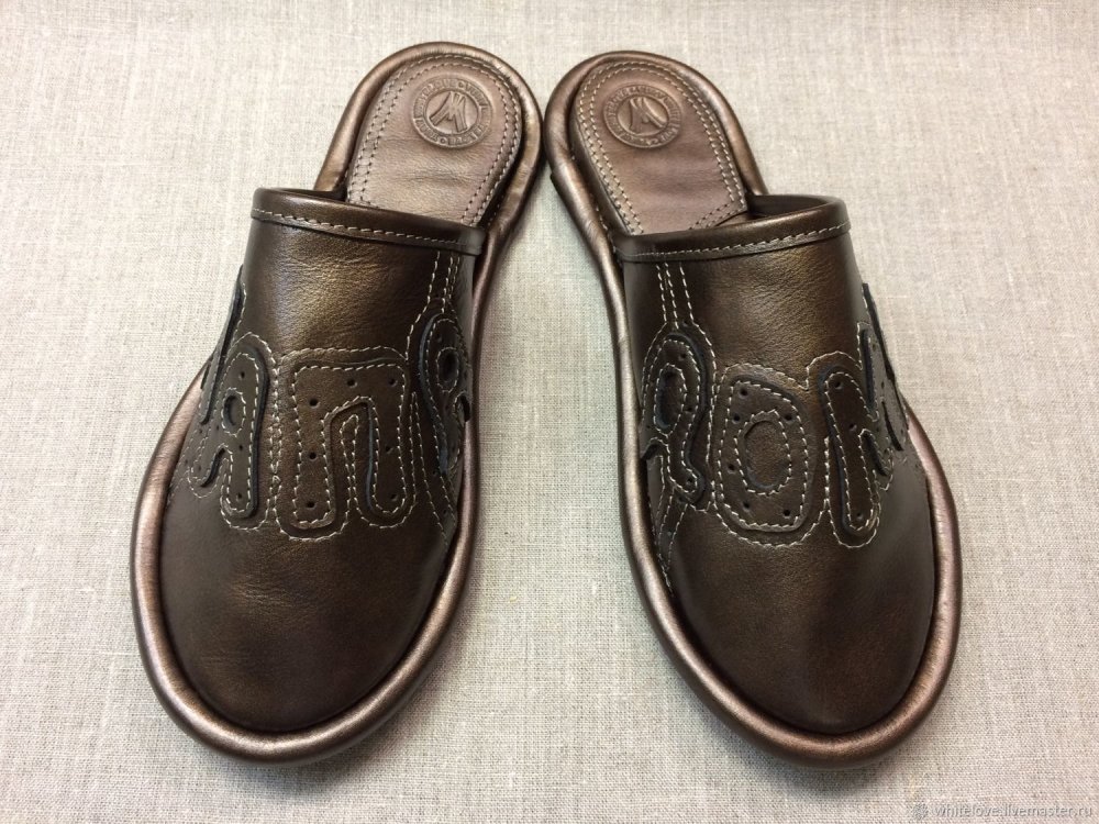 Тапочки мужские кожаные стильные