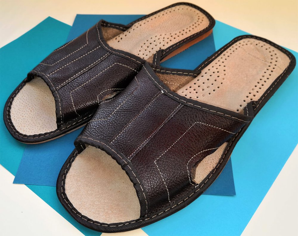 Тапки кожаные мужские