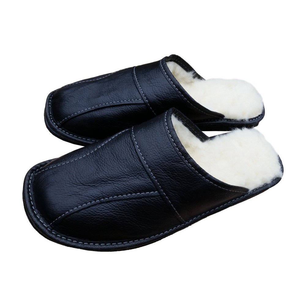 Тапки мужские кожаные из овчины