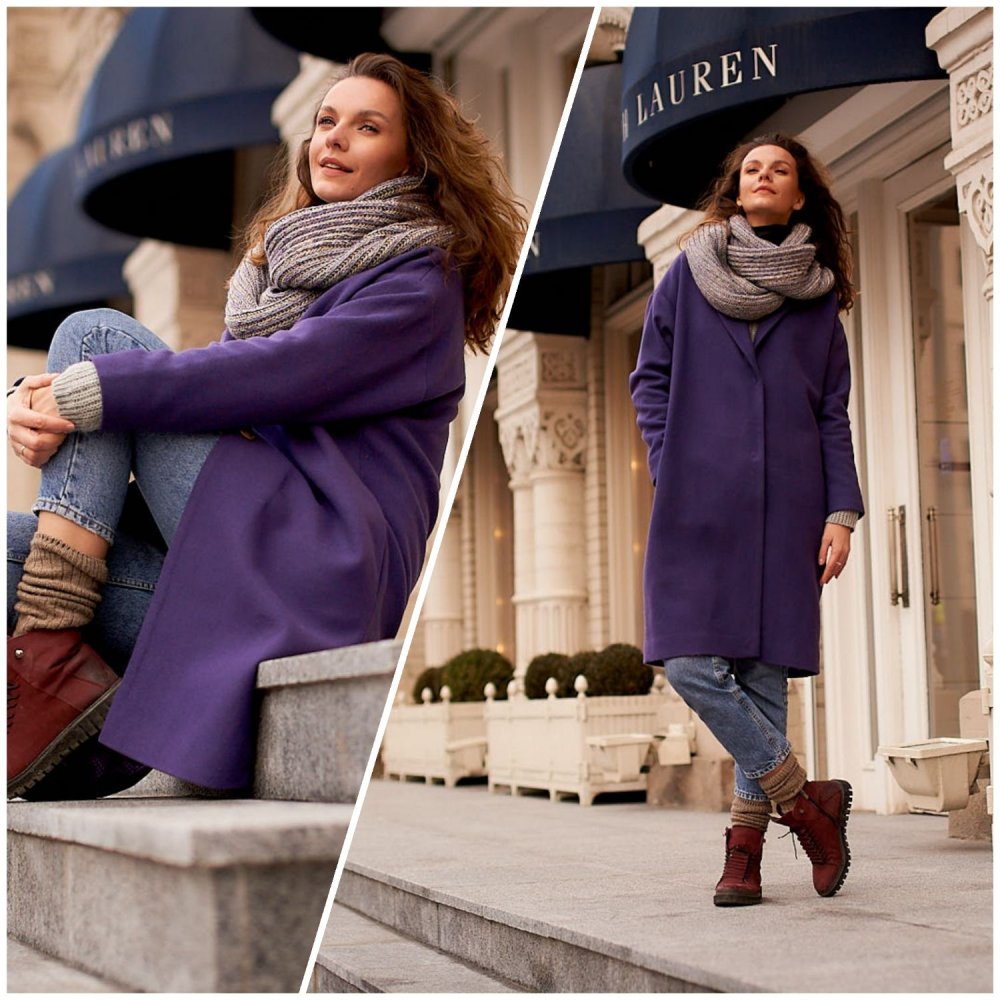 Девушка в сиреневом пальто