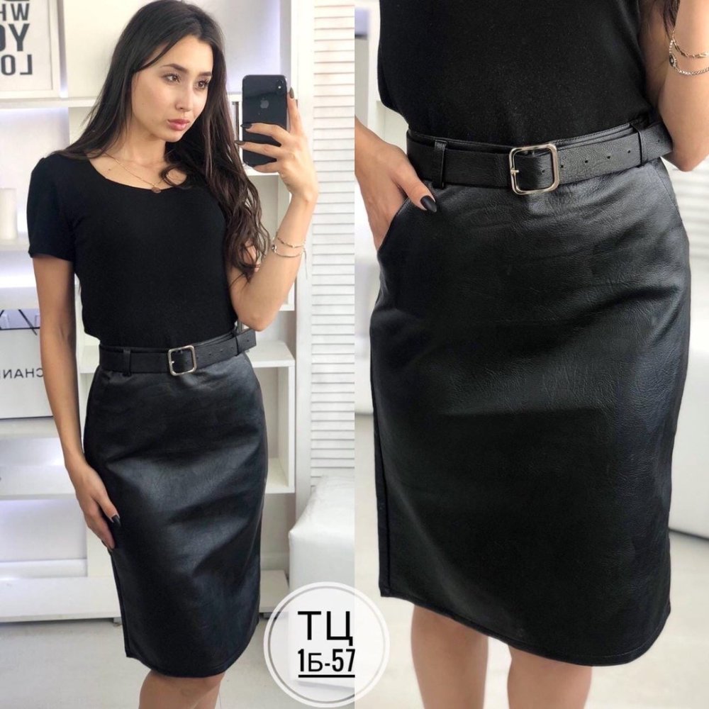 Юбка из экокожи на полных фото