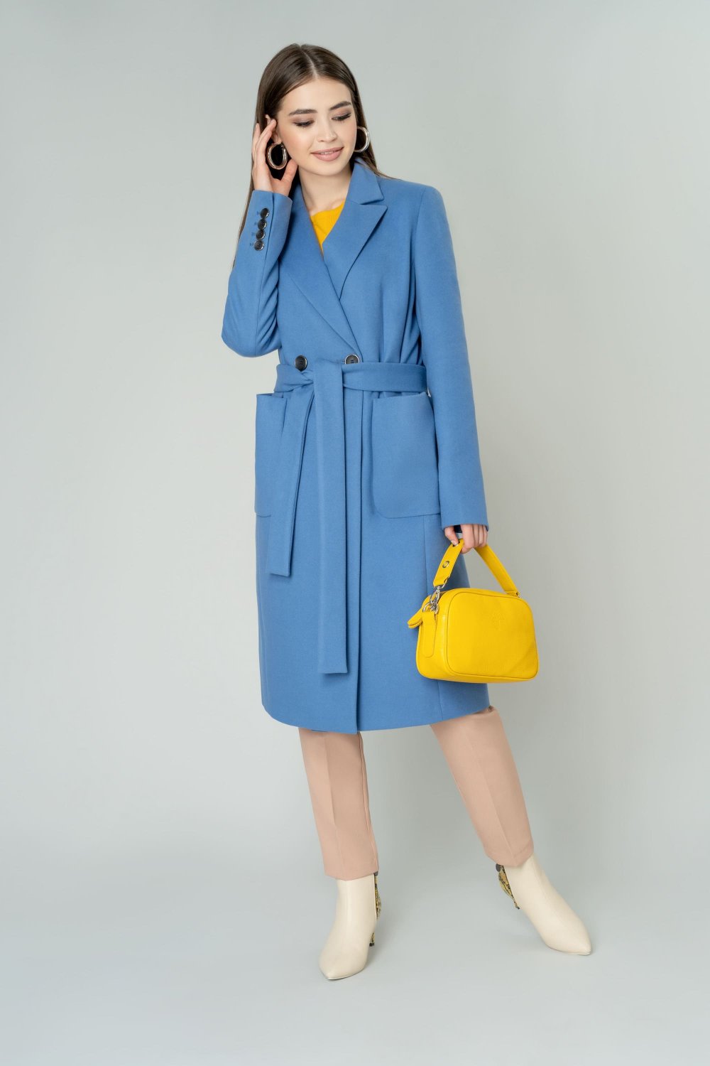 Пальто Элема модель 1-9033-1 серая клетка