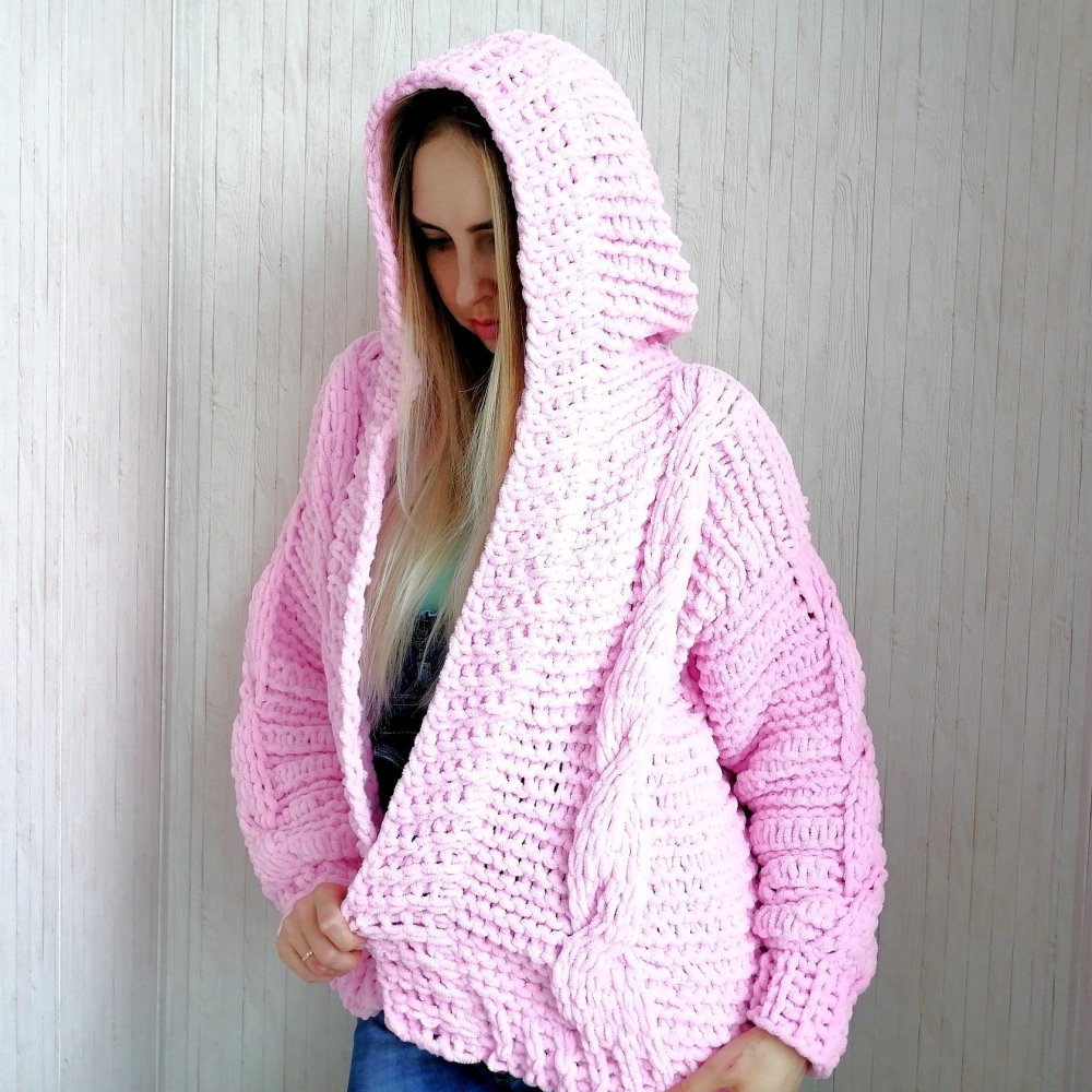 Кадиган крючком крупно