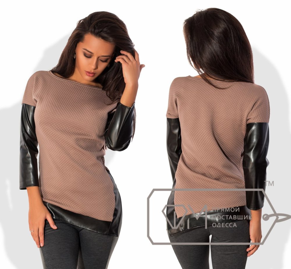 Комбинированная кофта с кожей