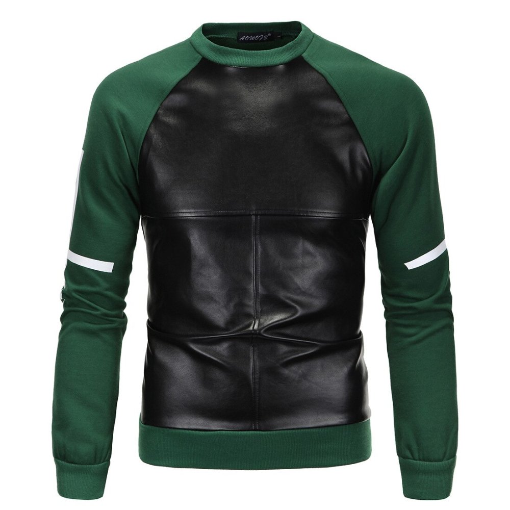 Свитшот с кожаными вставками