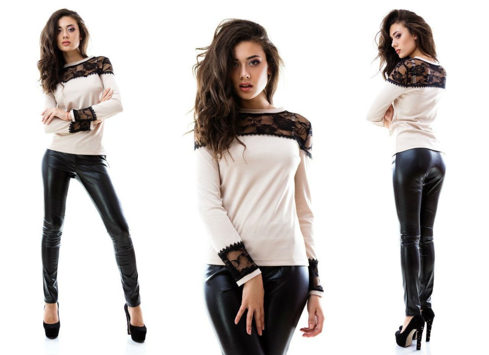 Толстовка с кожаными вставками