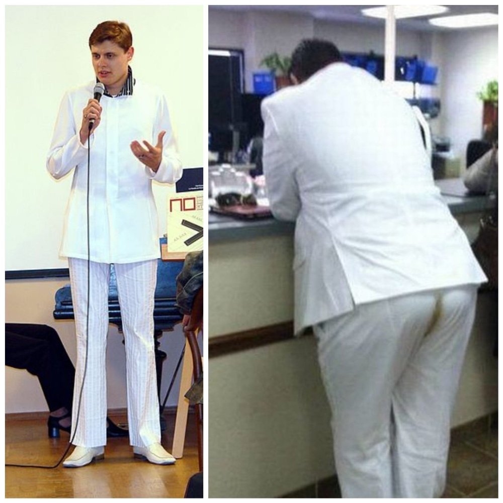 Евгений Понасенков в белом костюме