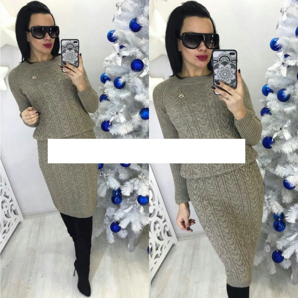 Трикотажный костюм женский юбка и кофта