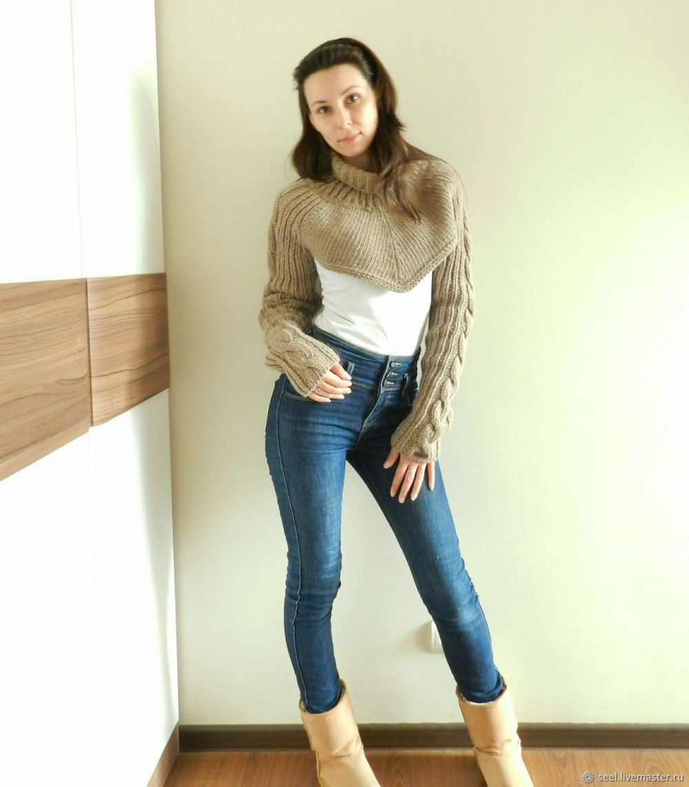 Вязаные рукава для меховой жилетки